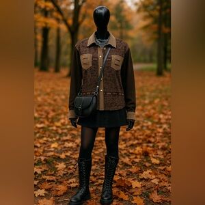 Vintage Studio Mode Button-Up Jacket  Distressed Pockets Y2K Grunge Statement